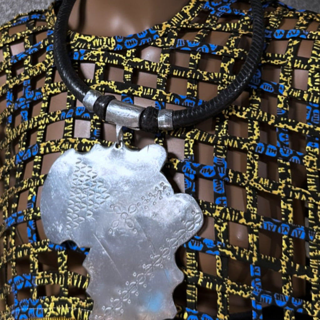 Genuine Leather and oversized adinkra pendants - Trufacebygrace