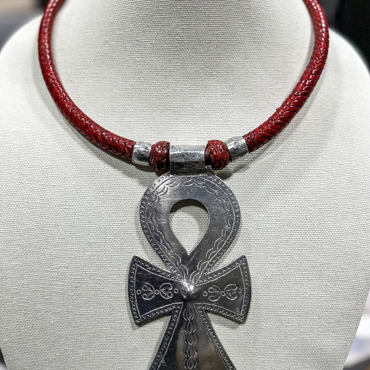 Genuine Leather and oversized adinkra pendants - Trufacebygrace