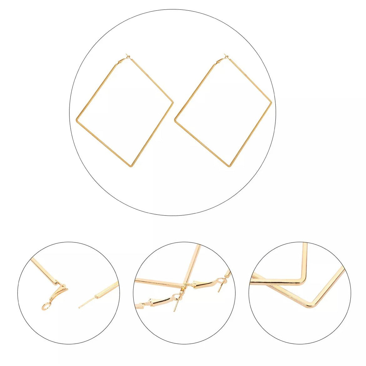 Giant square Gold Hoops Earrings - Trufacebygrace