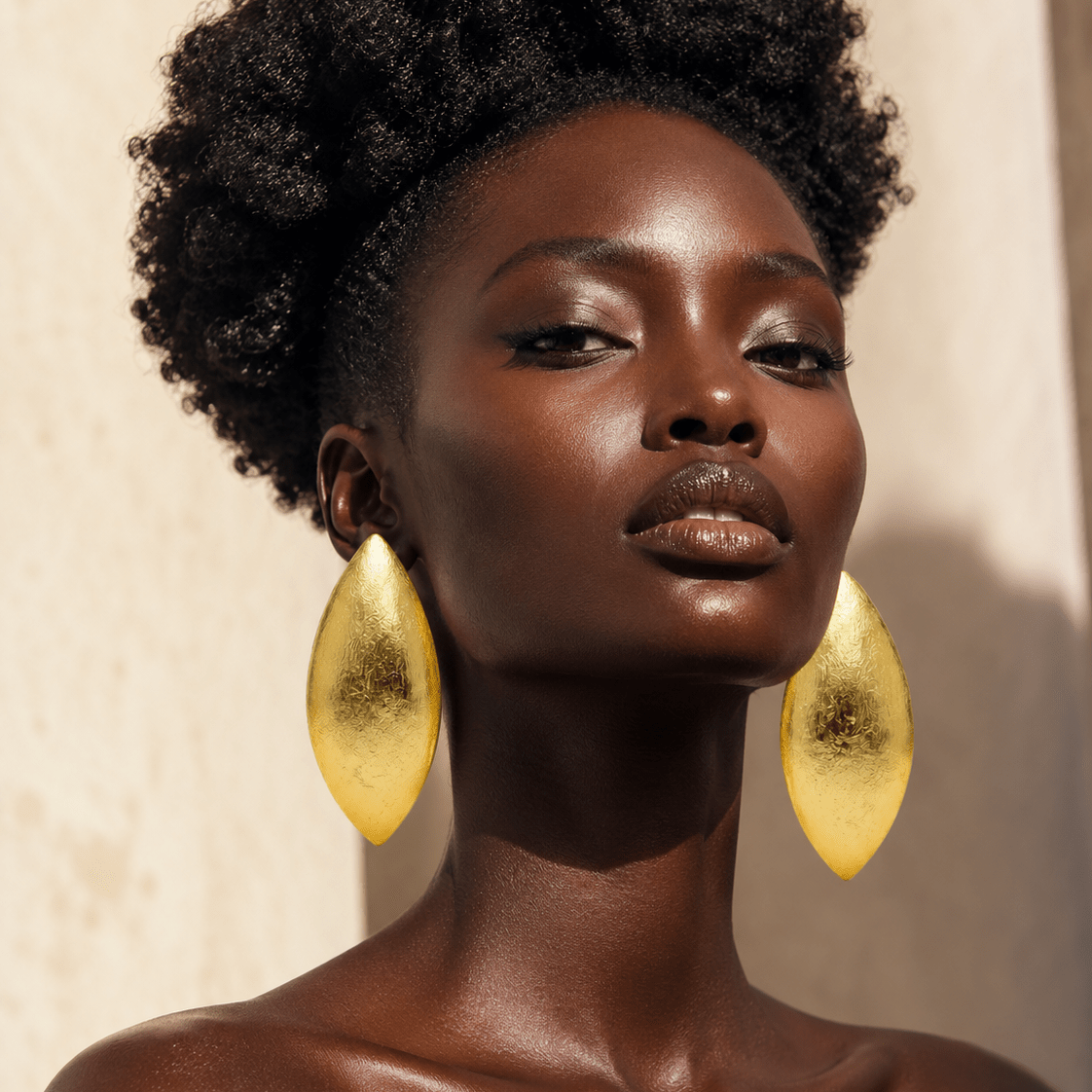 Gilded Gold Almond stud Earrings - Trufacebygrace