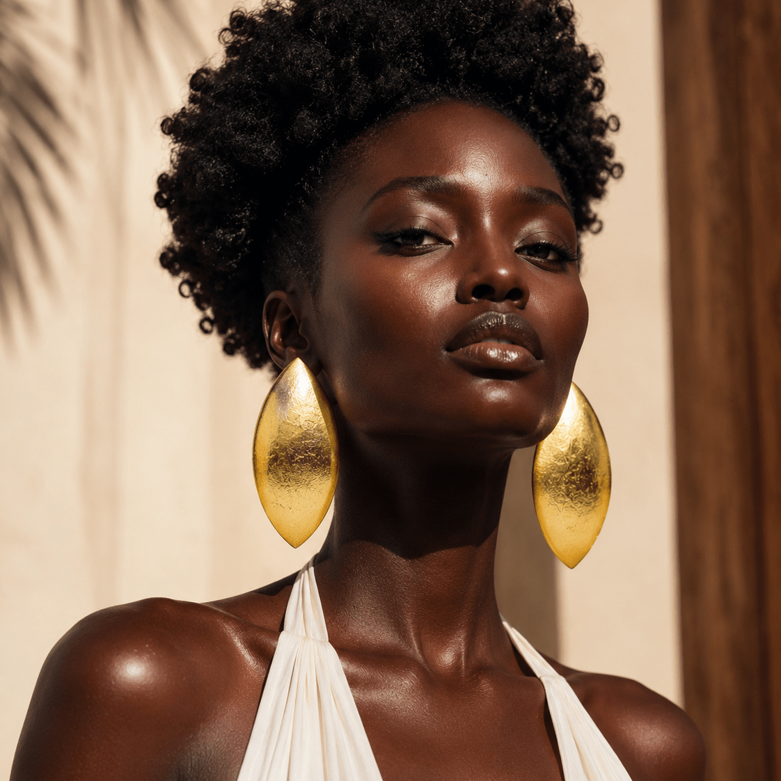 Gilded Gold Almond stud Earrings - Trufacebygrace