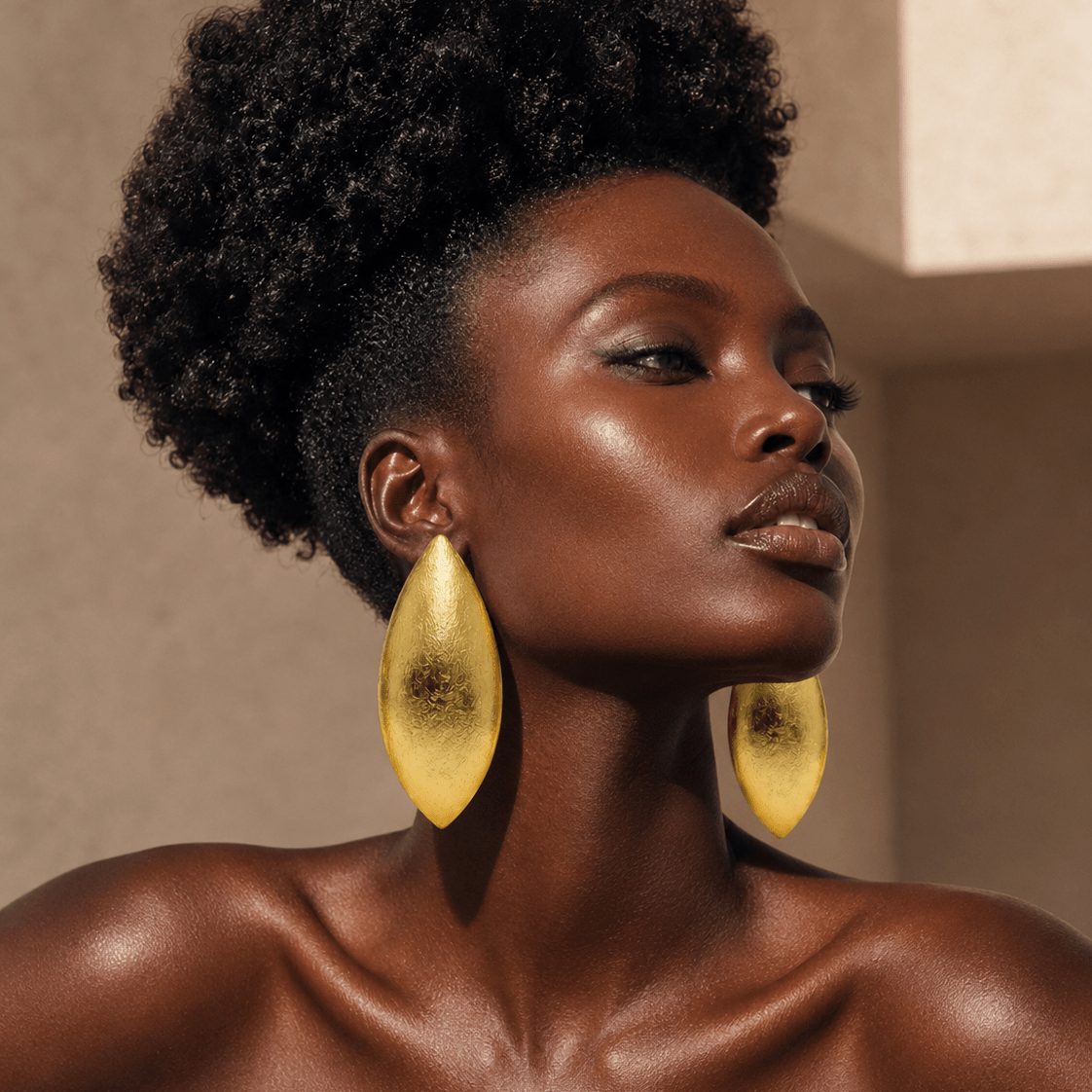 Gilded Gold Almond stud Earrings - Trufacebygrace