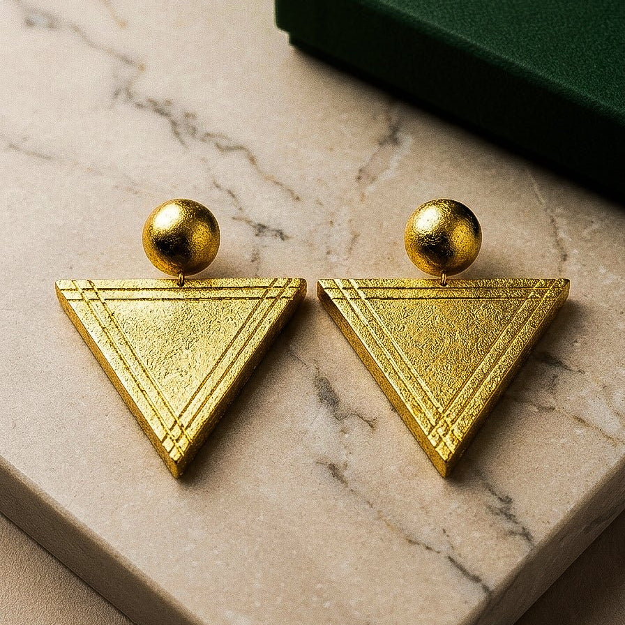Gilded Triangle Earrings - Trufacebygrace