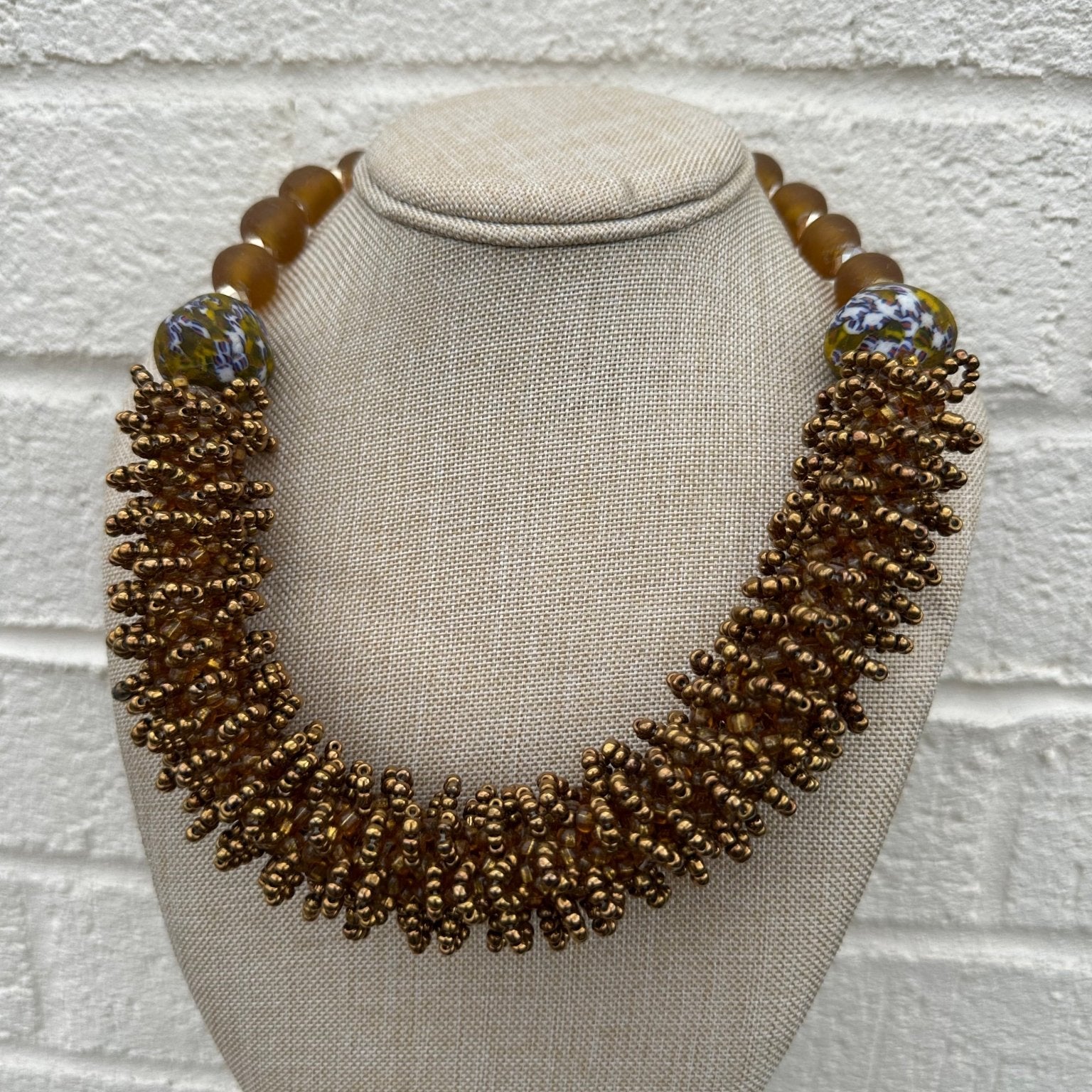 Glass beads and woven seed beads Necklace - Trufacebygrace