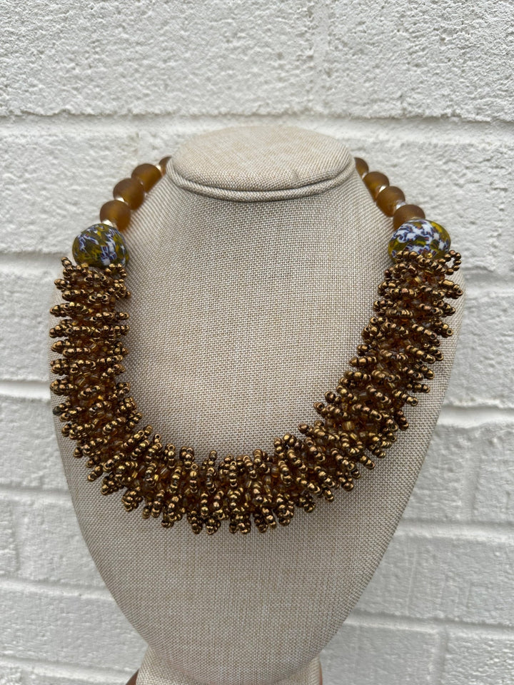 Glass beads and woven seed beads Necklace - Trufacebygrace