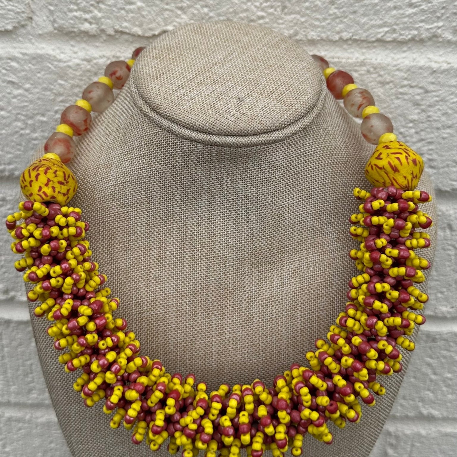 Glass beads and woven seed beads Necklace - Trufacebygrace