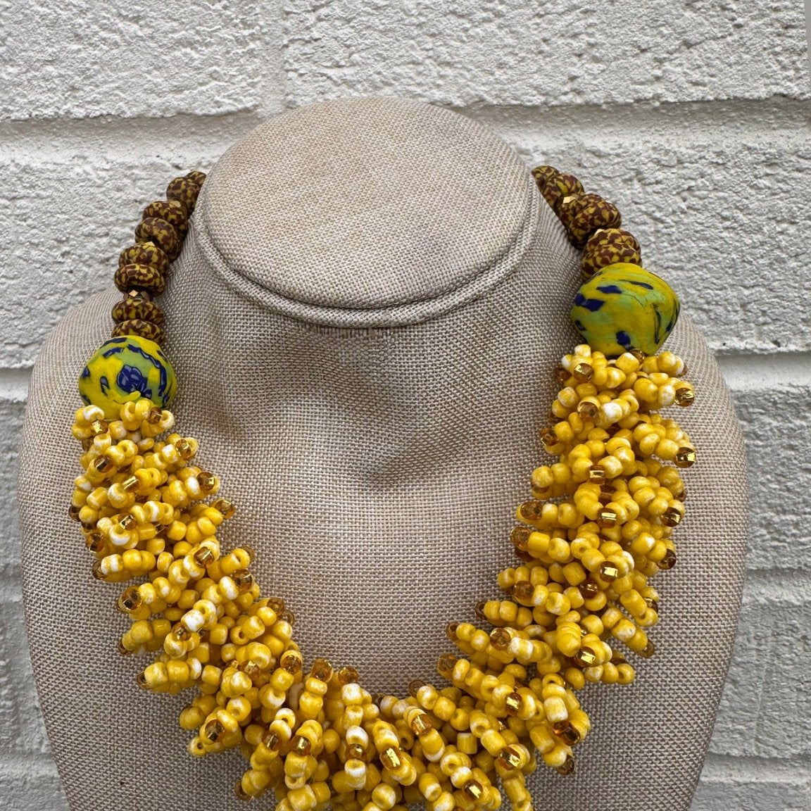 Glass beads and woven seed beads Necklace - Trufacebygrace