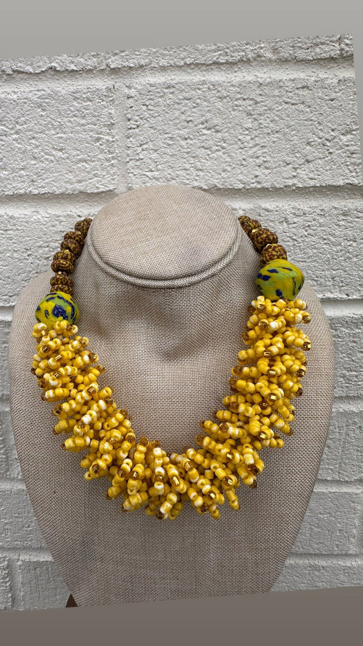 Glass beads and woven seed beads Necklace - Trufacebygrace