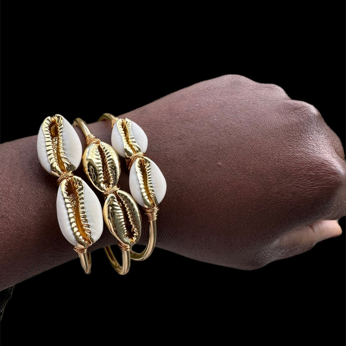 Goddess Adjustable Double cowry shell Bracelet/Bangle - Trufacebygrace