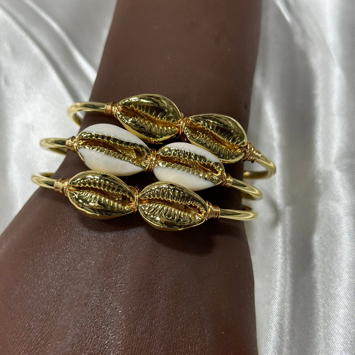 Goddess Adjustable Double cowry shell Bracelet/Bangle - Trufacebygrace