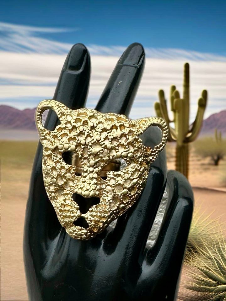 Gold - plated Leopard Adjustable Ring - Trufacebygrace