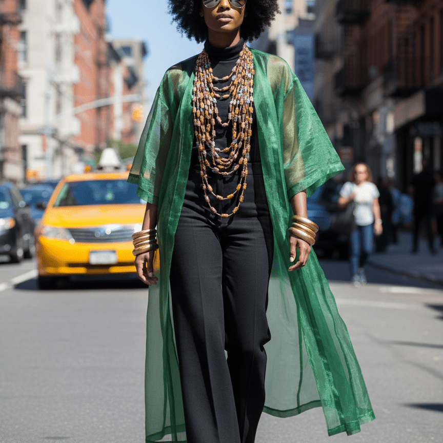 Gold - Woven Ankara Fabric Link Necklace - Trufacebygrace