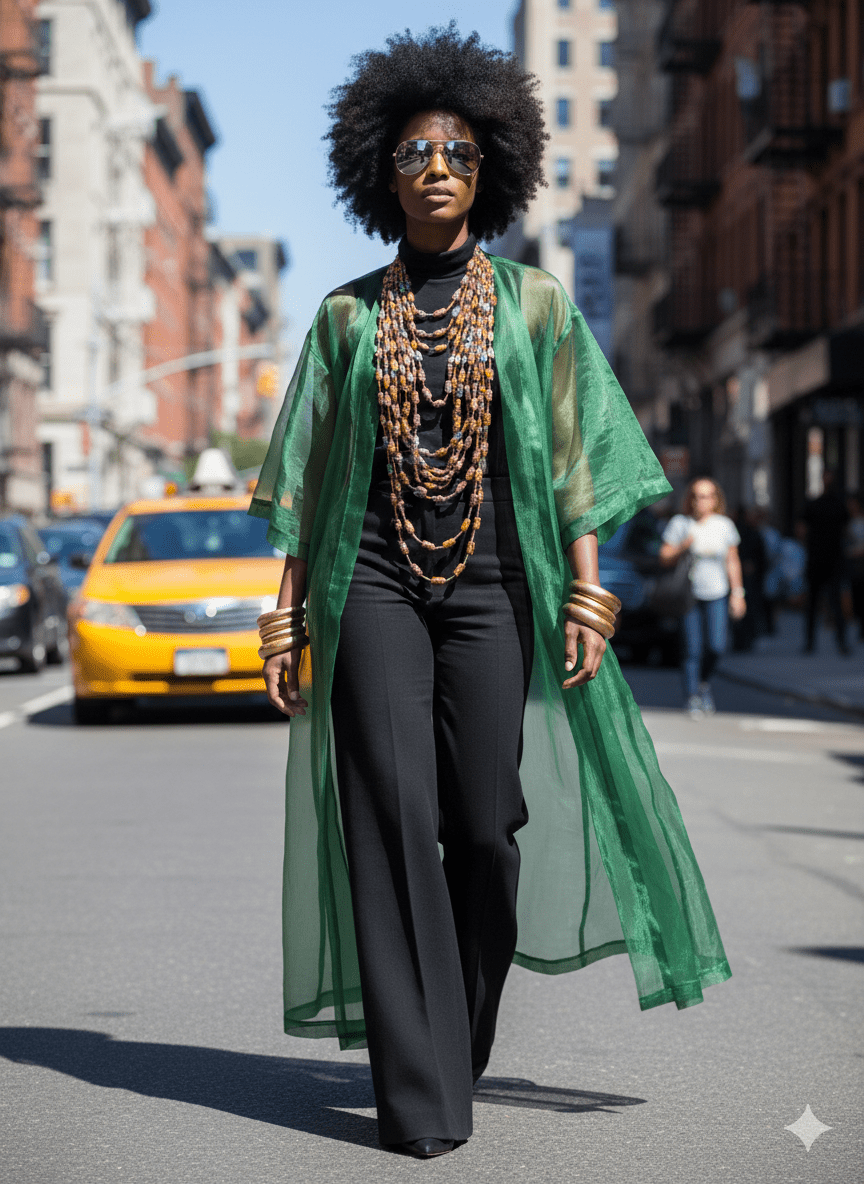 Gold - Woven Ankara Fabric Link Necklace - Trufacebygrace