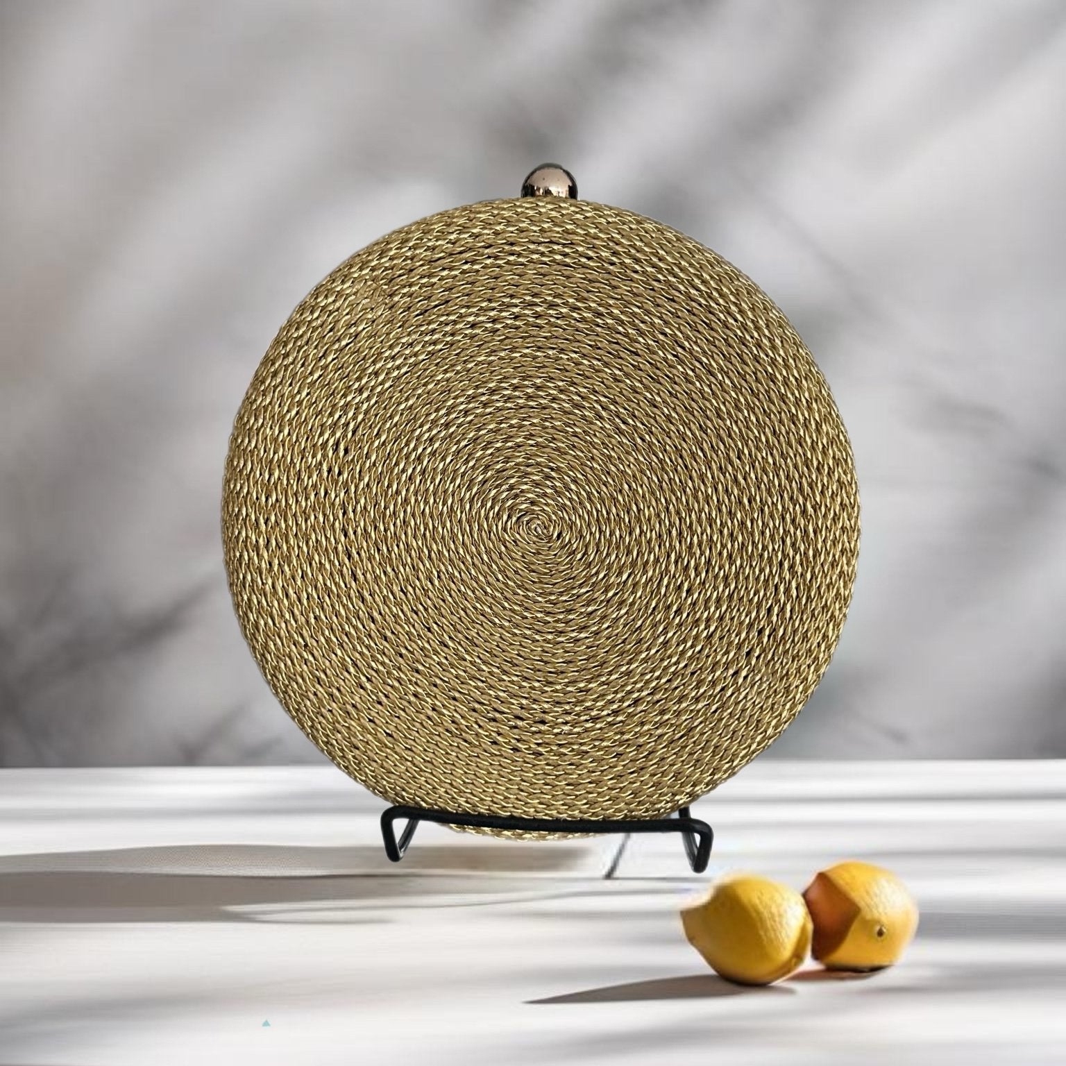 Golden Braided Wire Circle Clutch - Bag Purse - Trufacebygrace