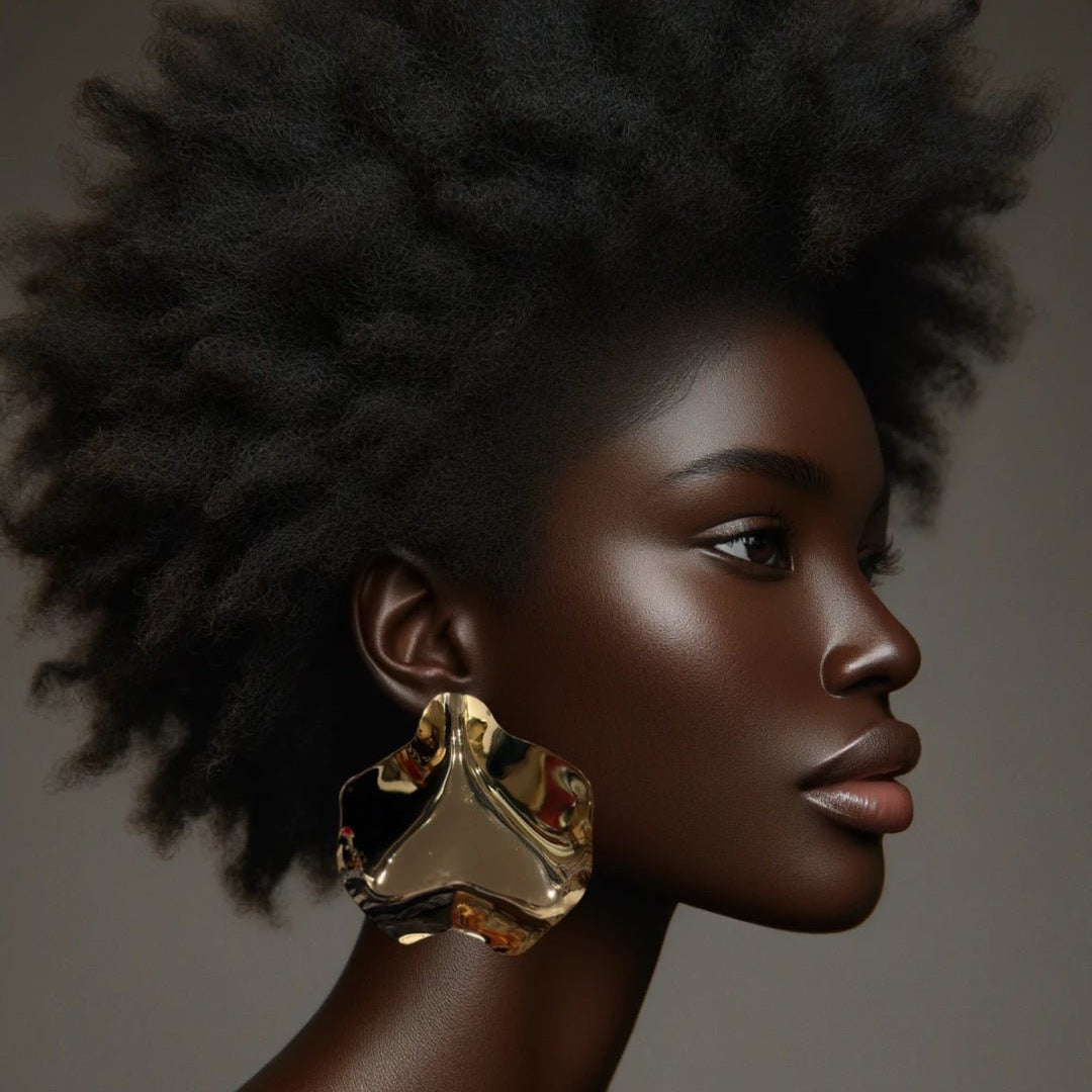 Golden Mirage XL Geometric Stud Earrings - Trufacebygrace