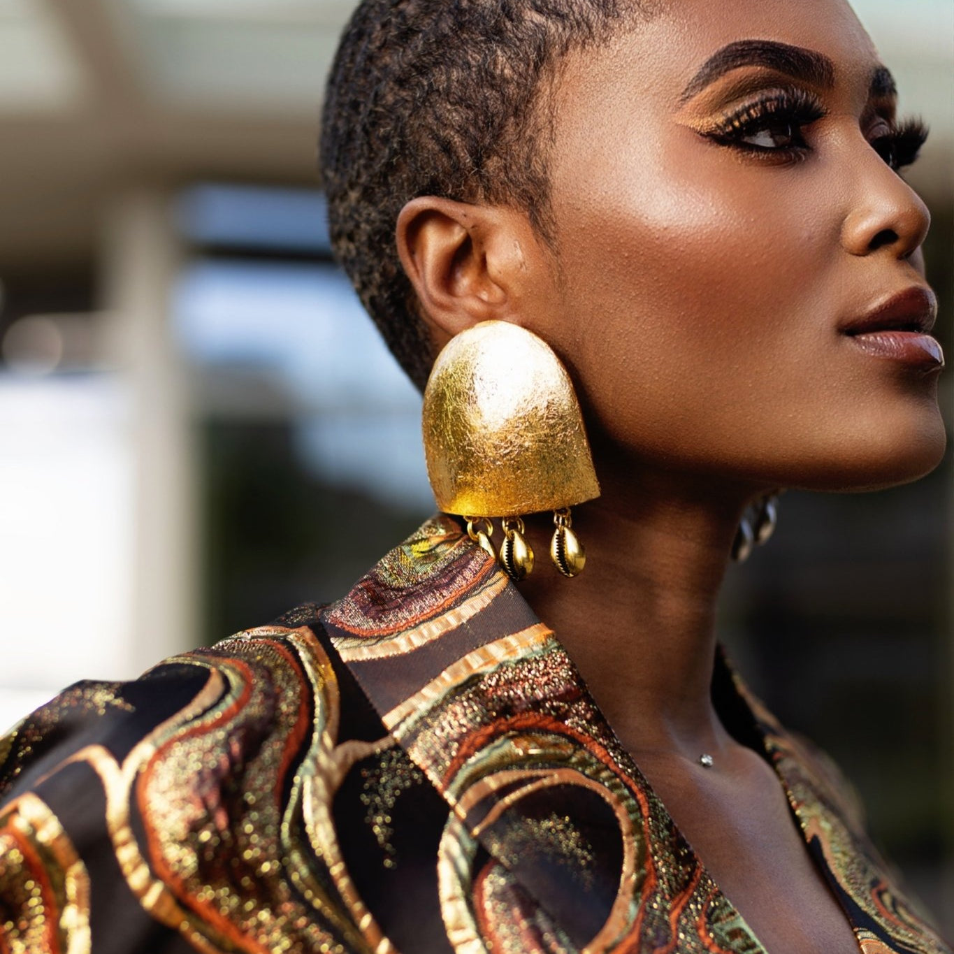 Golden Scoop with Cowries Earrings - Trufacebygrace