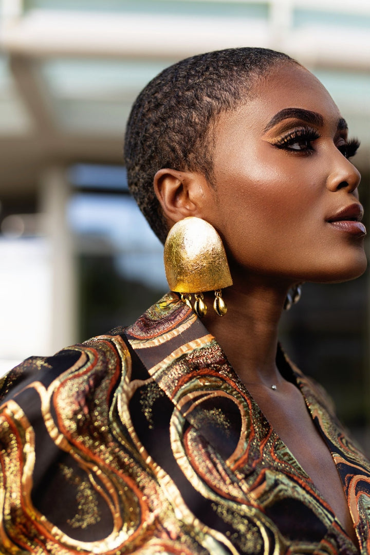 Golden Scoop with Cowries Earrings - Trufacebygrace