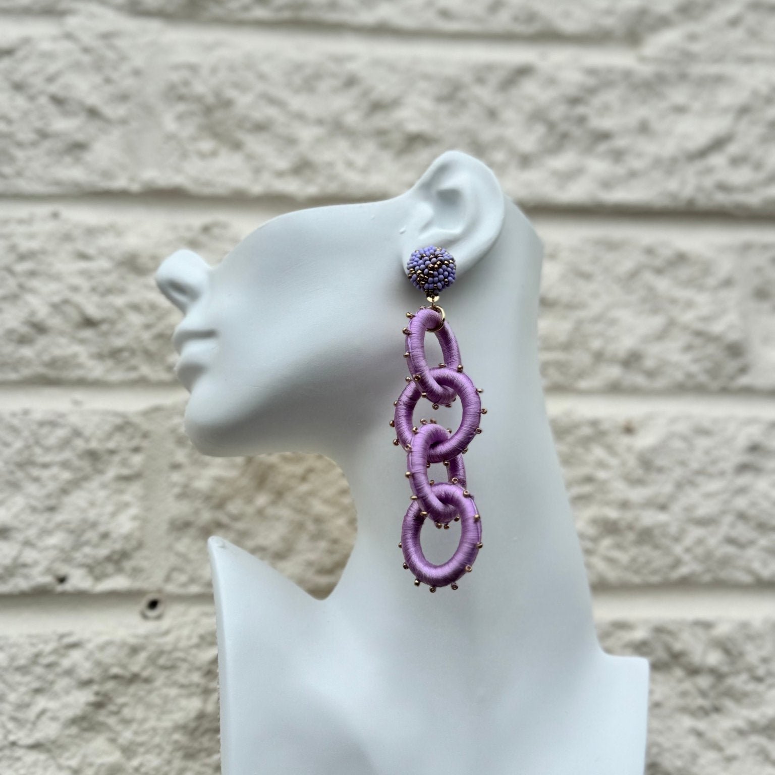 Gyedzi Lavender Link Tassel Earrngs - Trufacebygrace