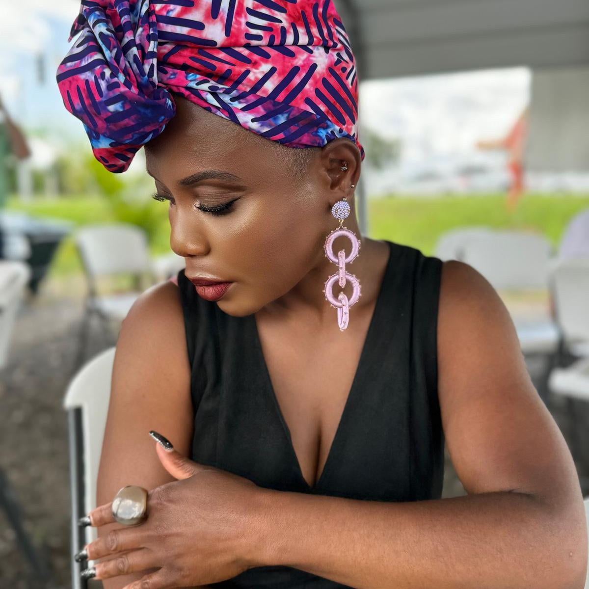 Gyedzi Lavender Link Tassel Earrngs - Trufacebygrace