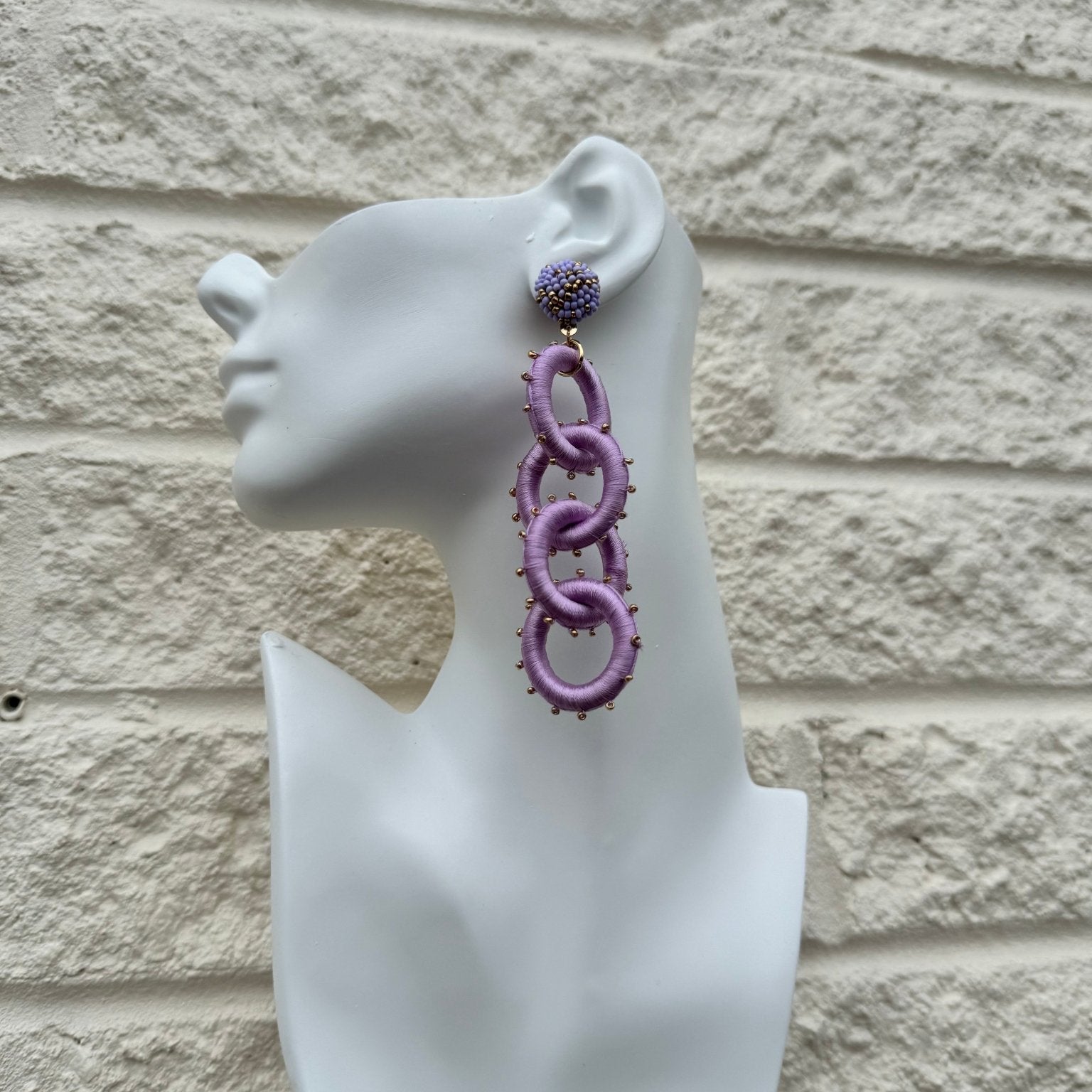 Gyedzi Lavender Link Tassel Earrngs - Trufacebygrace