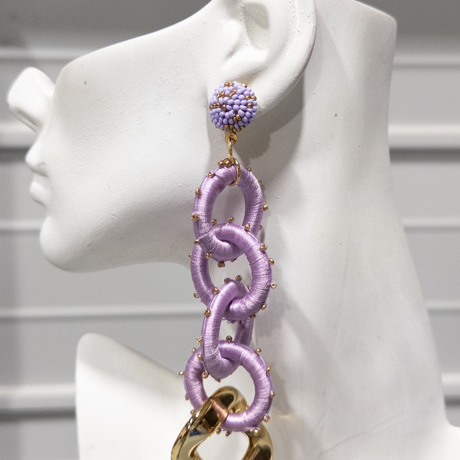 Gyedzi Lavender Link Tassel Earrngs - Trufacebygrace