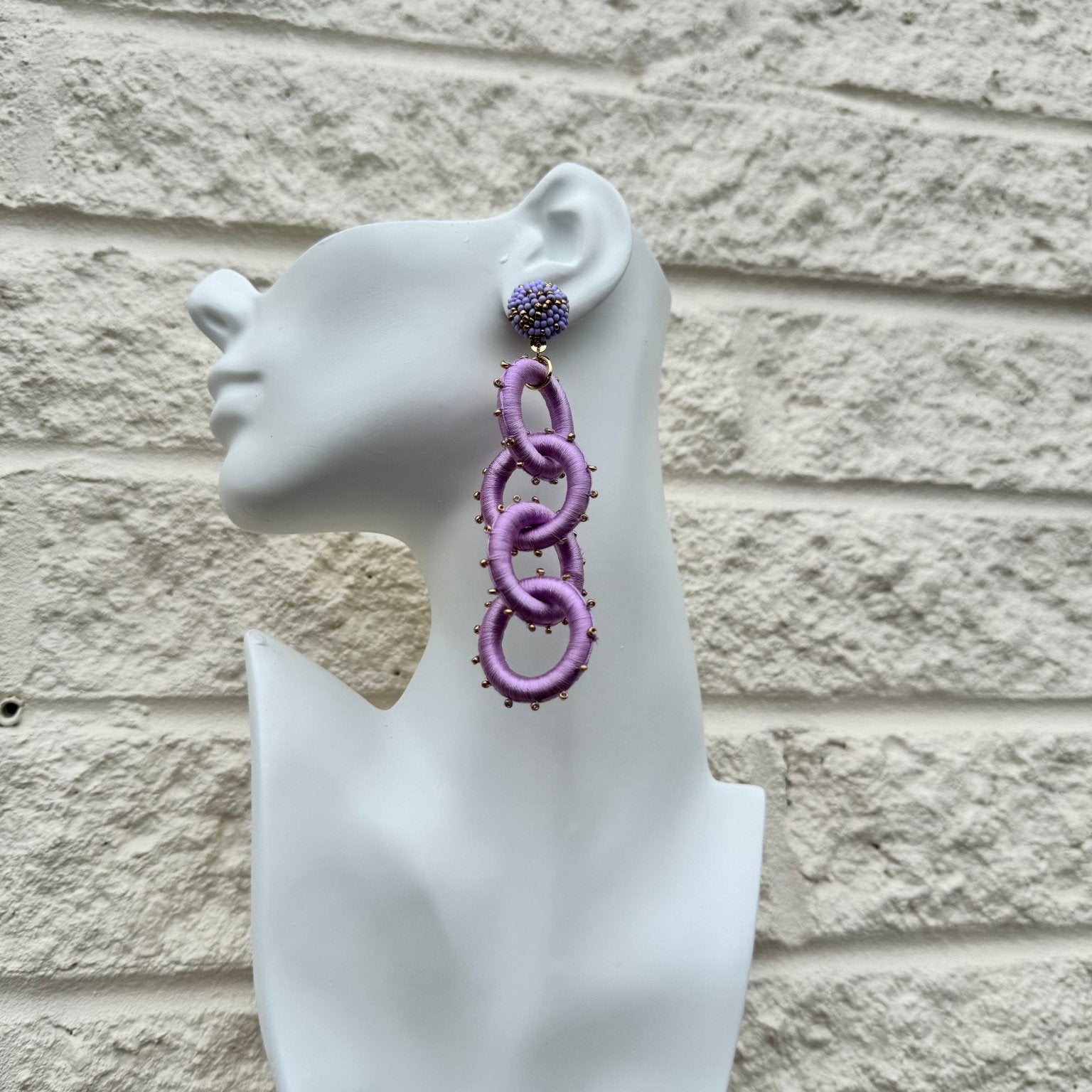 Gyedzi Lavender Link Tassel Earrngs - Trufacebygrace