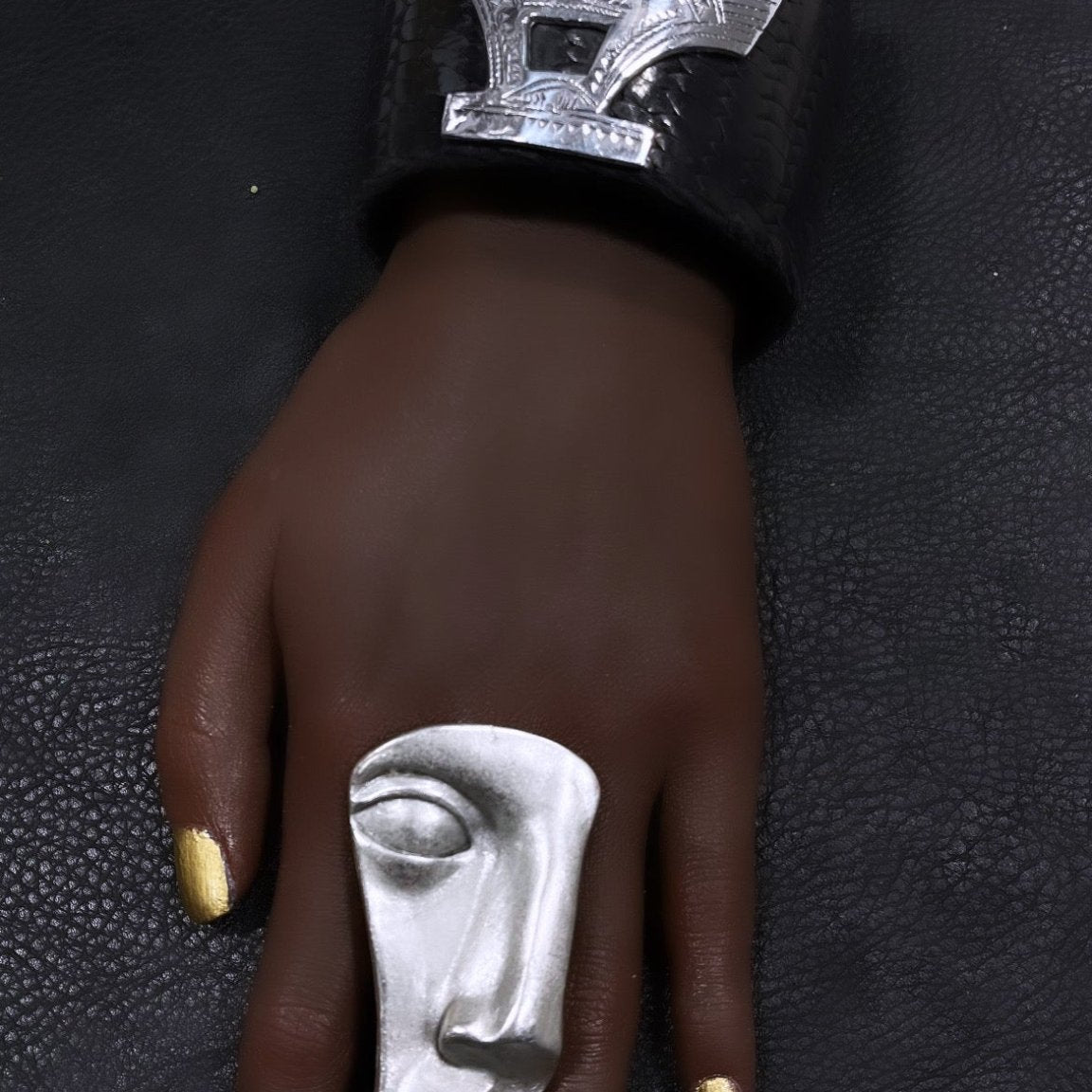 Half face Mask Gold Plated on Brass Statement Adjustable Ring - Trufacebygrace