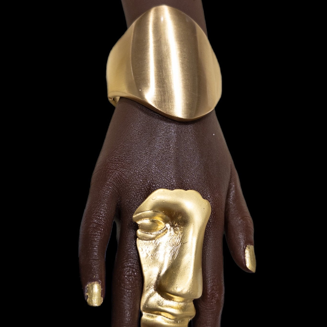 Half face Mask Gold Plated on Brass Statement Adjustable Ring - Trufacebygrace