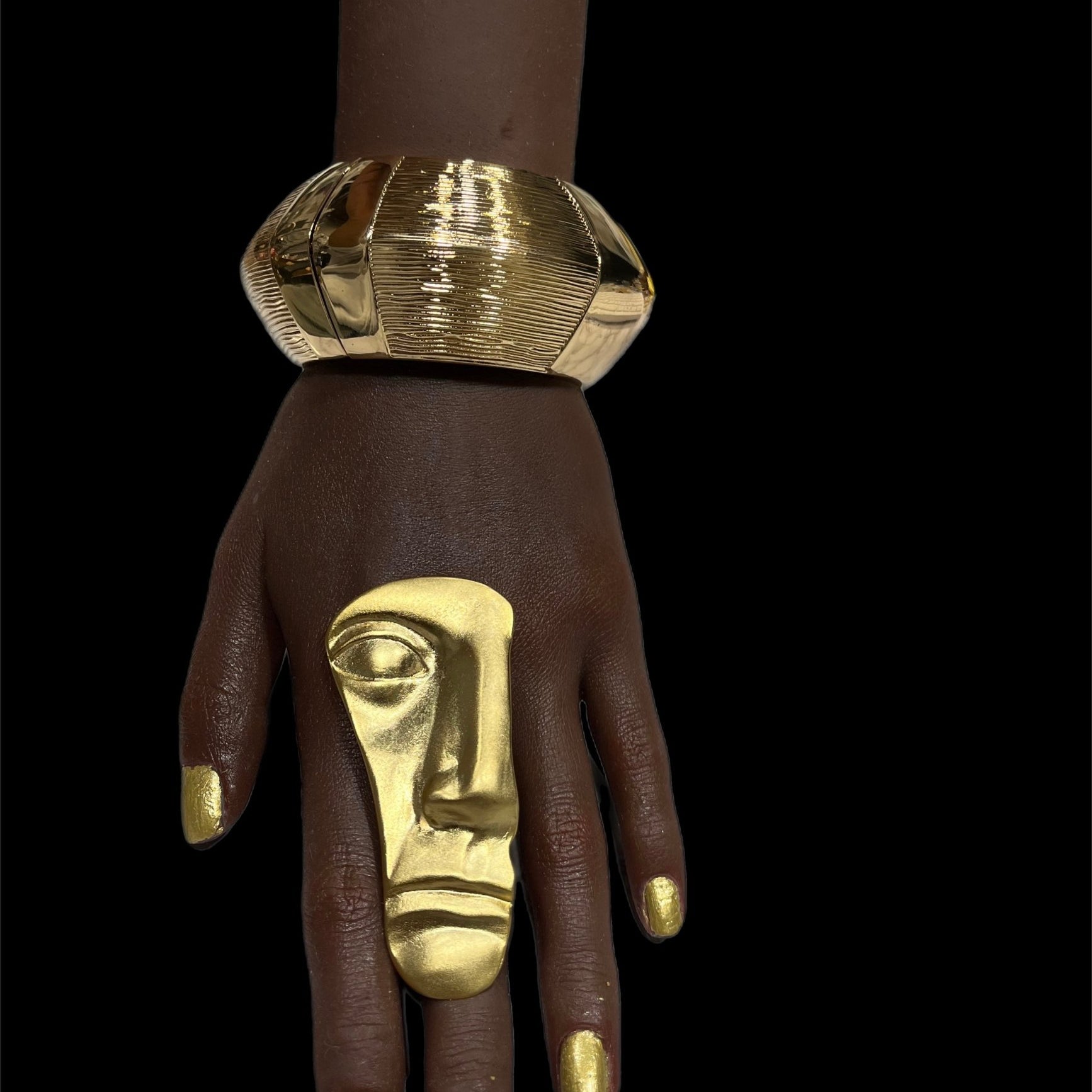 Half face Mask Gold Plated on Brass Statement Adjustable Ring - Trufacebygrace