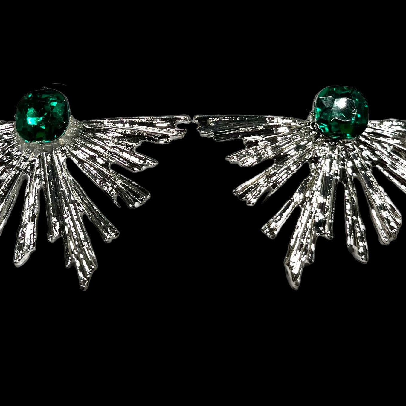 Half fireworks with Green stone stud earrings - Trufacebygrace