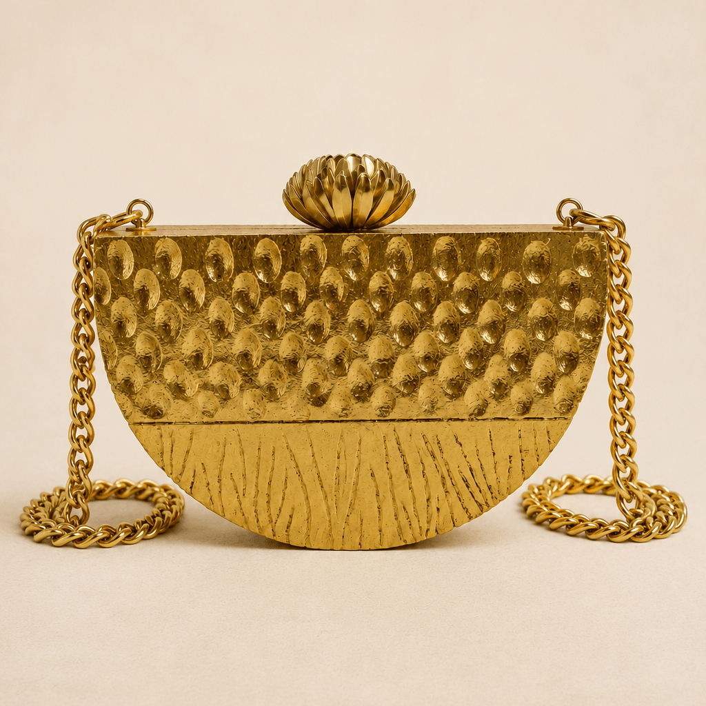 Half-Moon Gilded Clutch Bag - Trufacebygrace