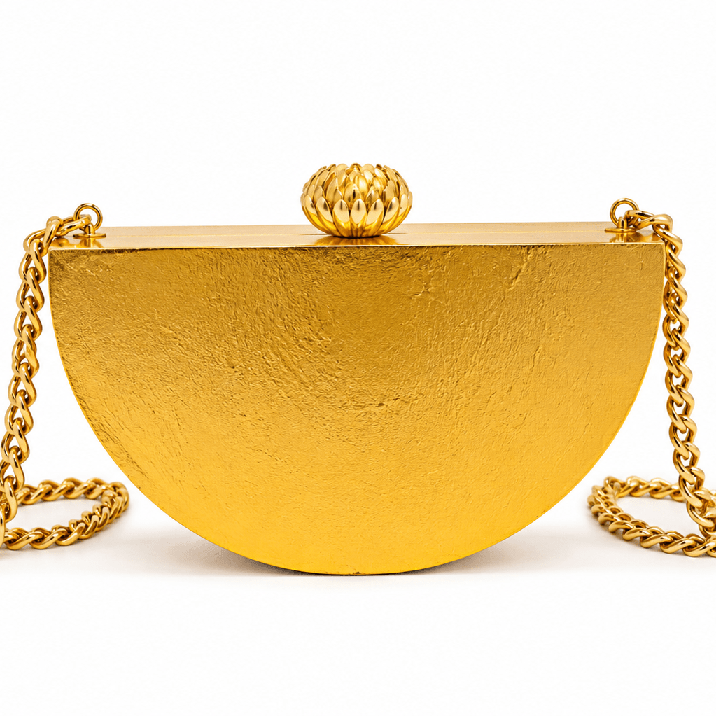 Half - Moon Gilded Clutch Bag - Trufacebygrace