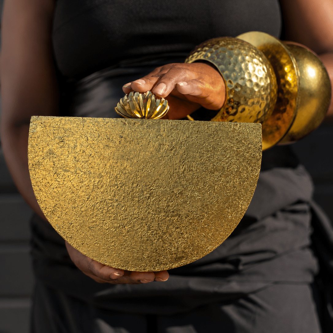 Half - Moon Gilded Clutch Bag - Trufacebygrace