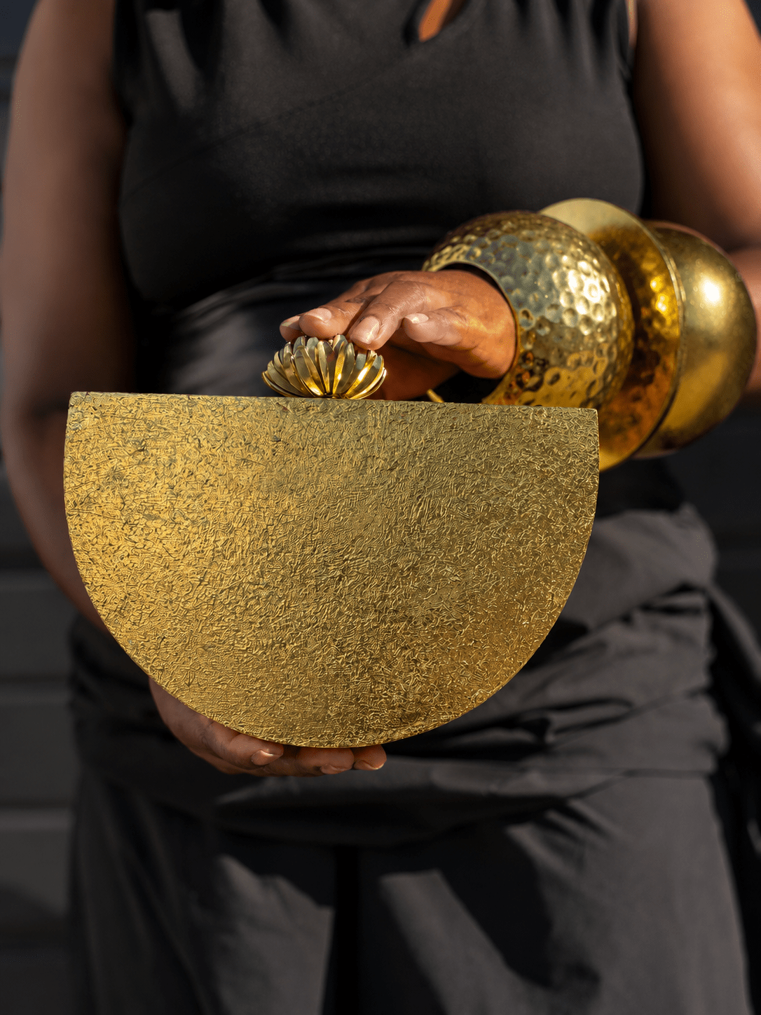 Half - Moon Gilded Clutch Bag - Trufacebygrace