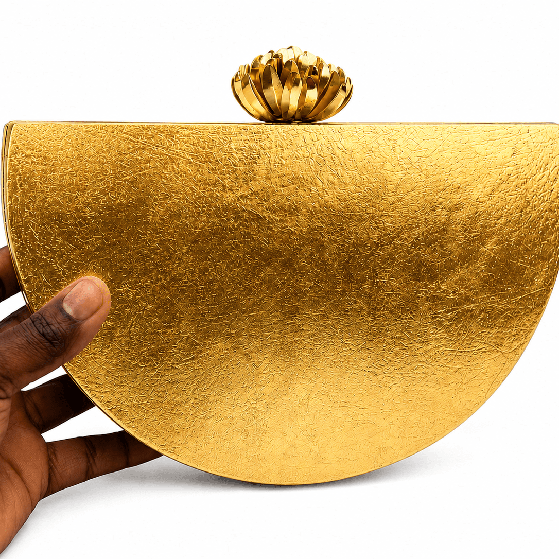 Half - Moon Gilded Clutch Bag - Trufacebygrace