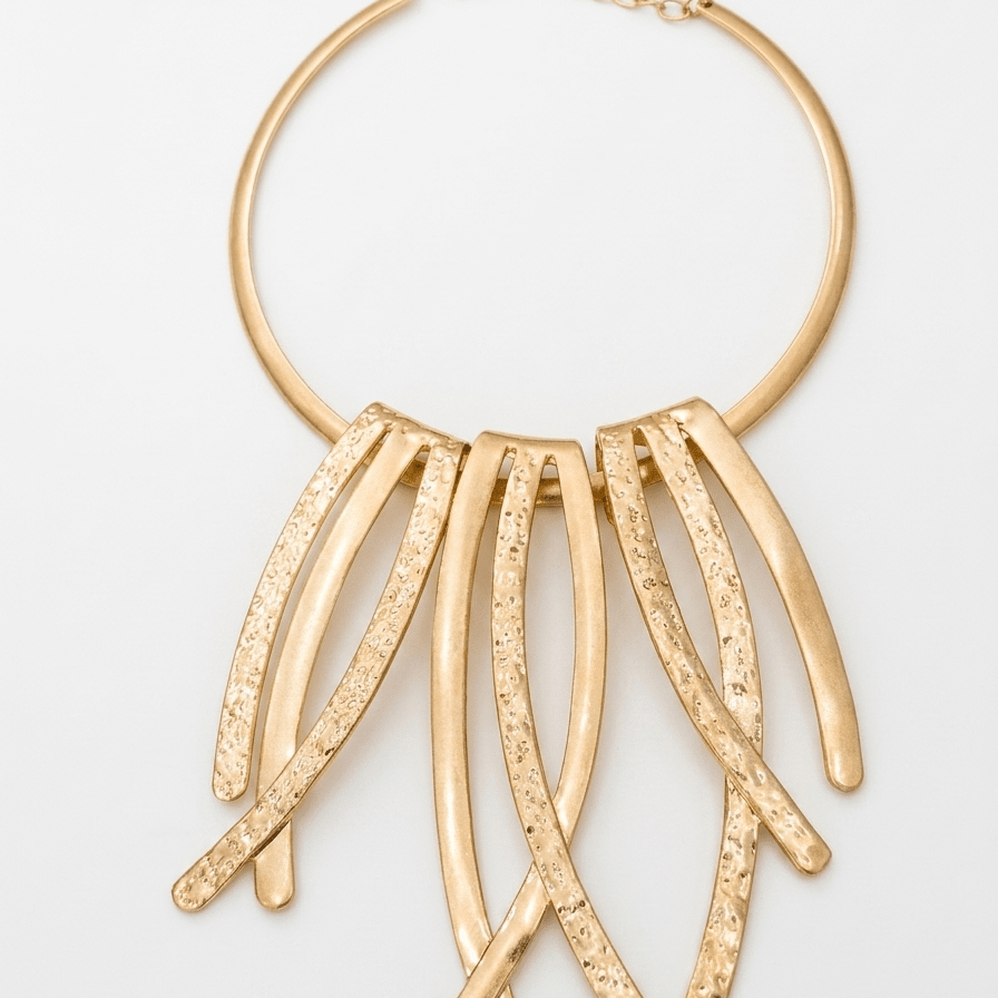 Hammered Fringe Statement Collar Necklace - Trufacebygrace