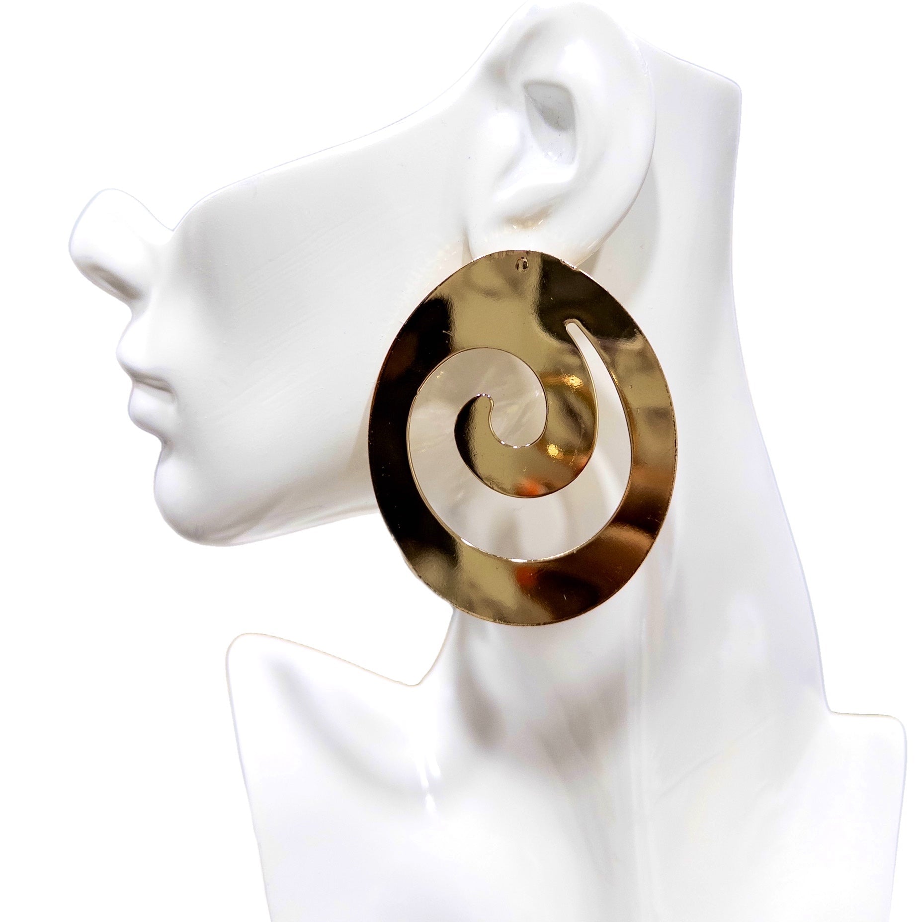 High polish round swirl stud earrings - Trufacebygrace