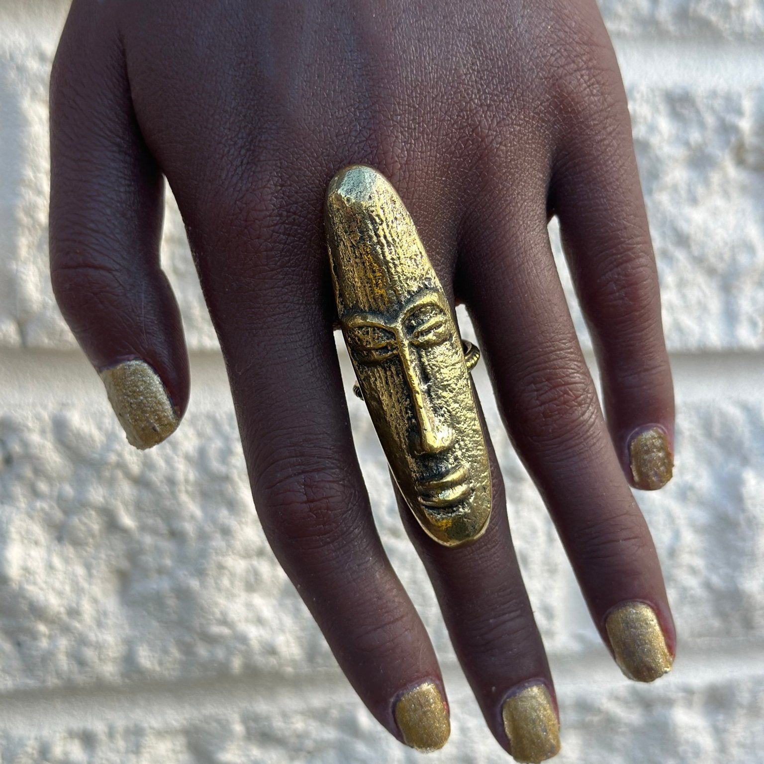 Hwenanimbi African mask brass ring - Trufacebygrace