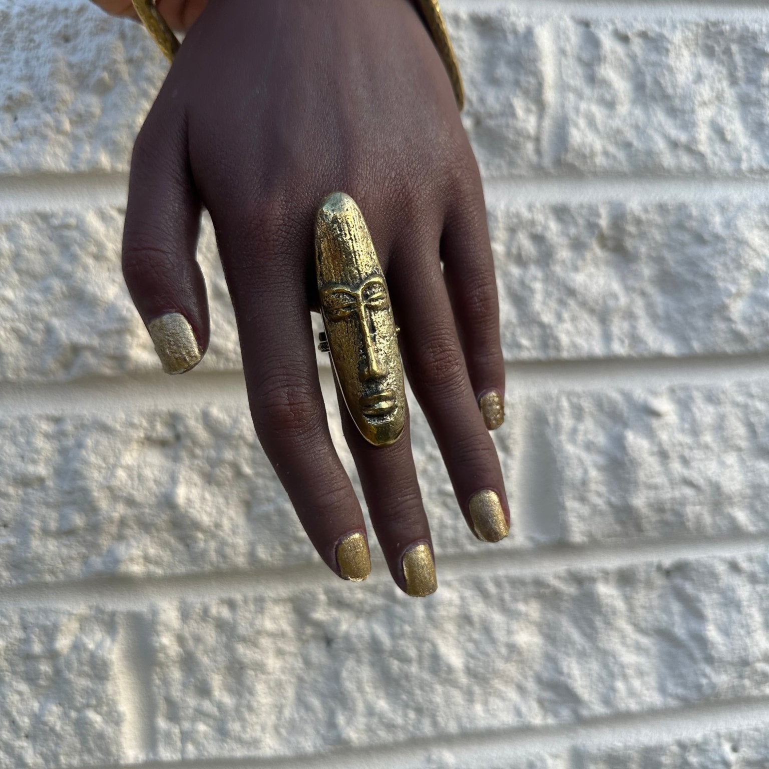 Hwenanimbi African mask brass ring - Trufacebygrace