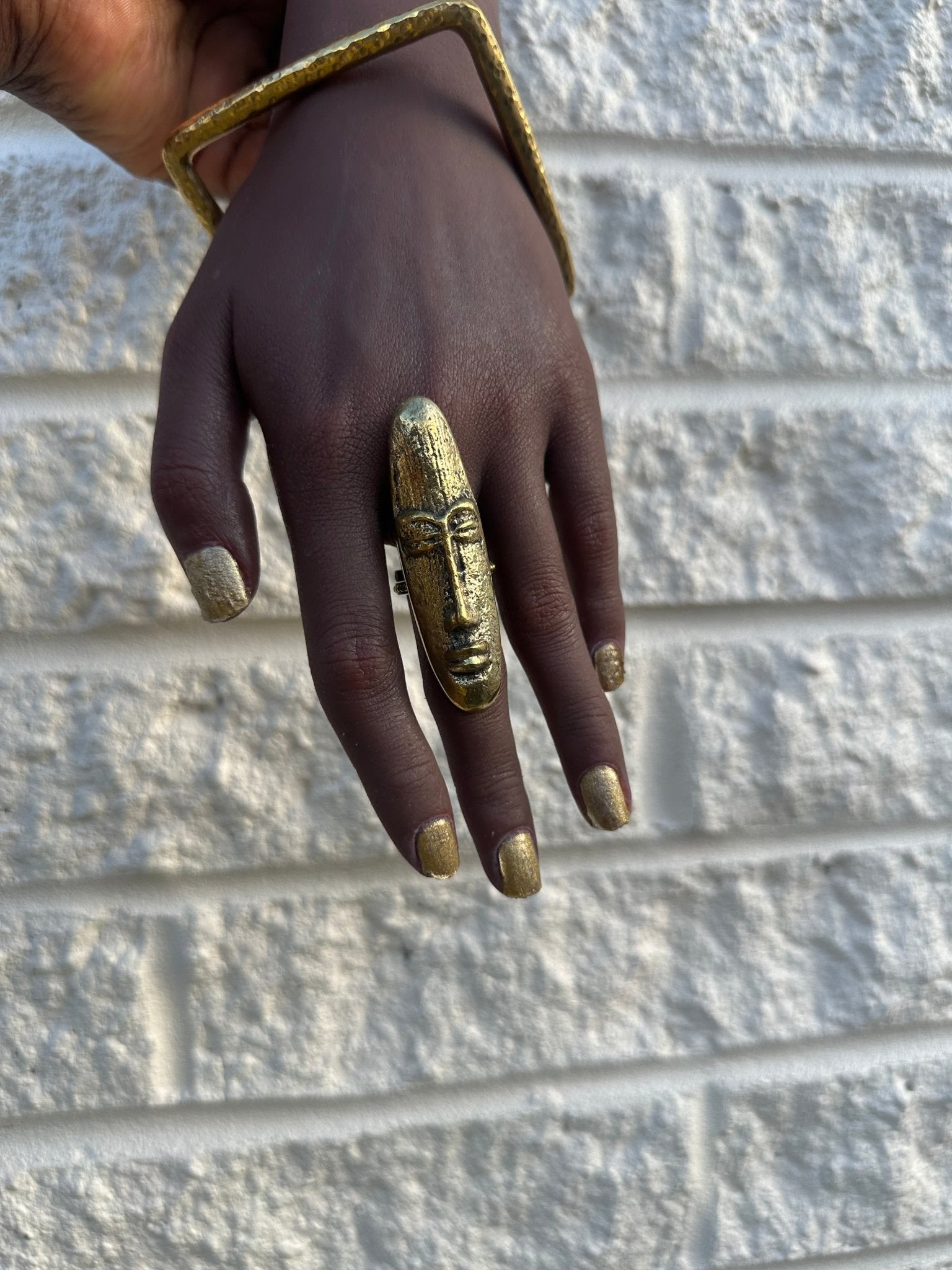 Hwenanimbi African mask brass ring - Trufacebygrace