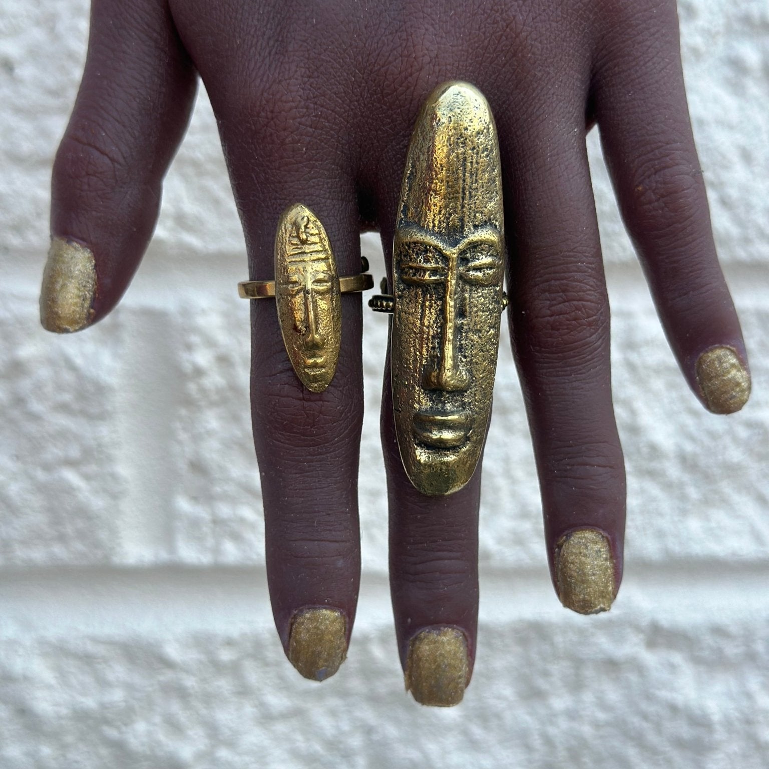 Hwenanimbi African mask brass ring - Trufacebygrace