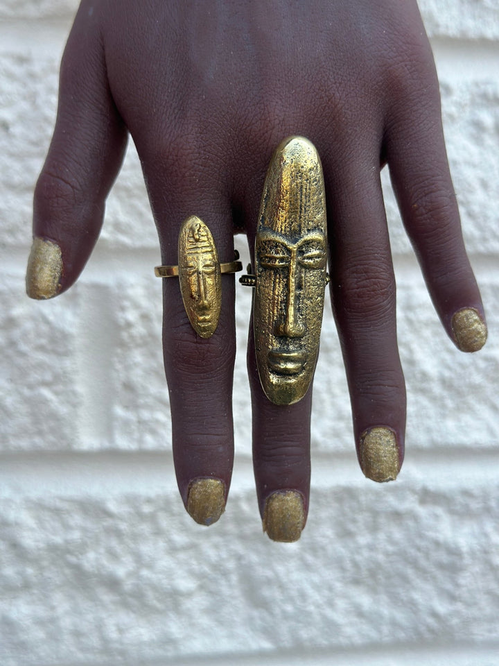 Hwenanimbi African mask brass ring - Trufacebygrace