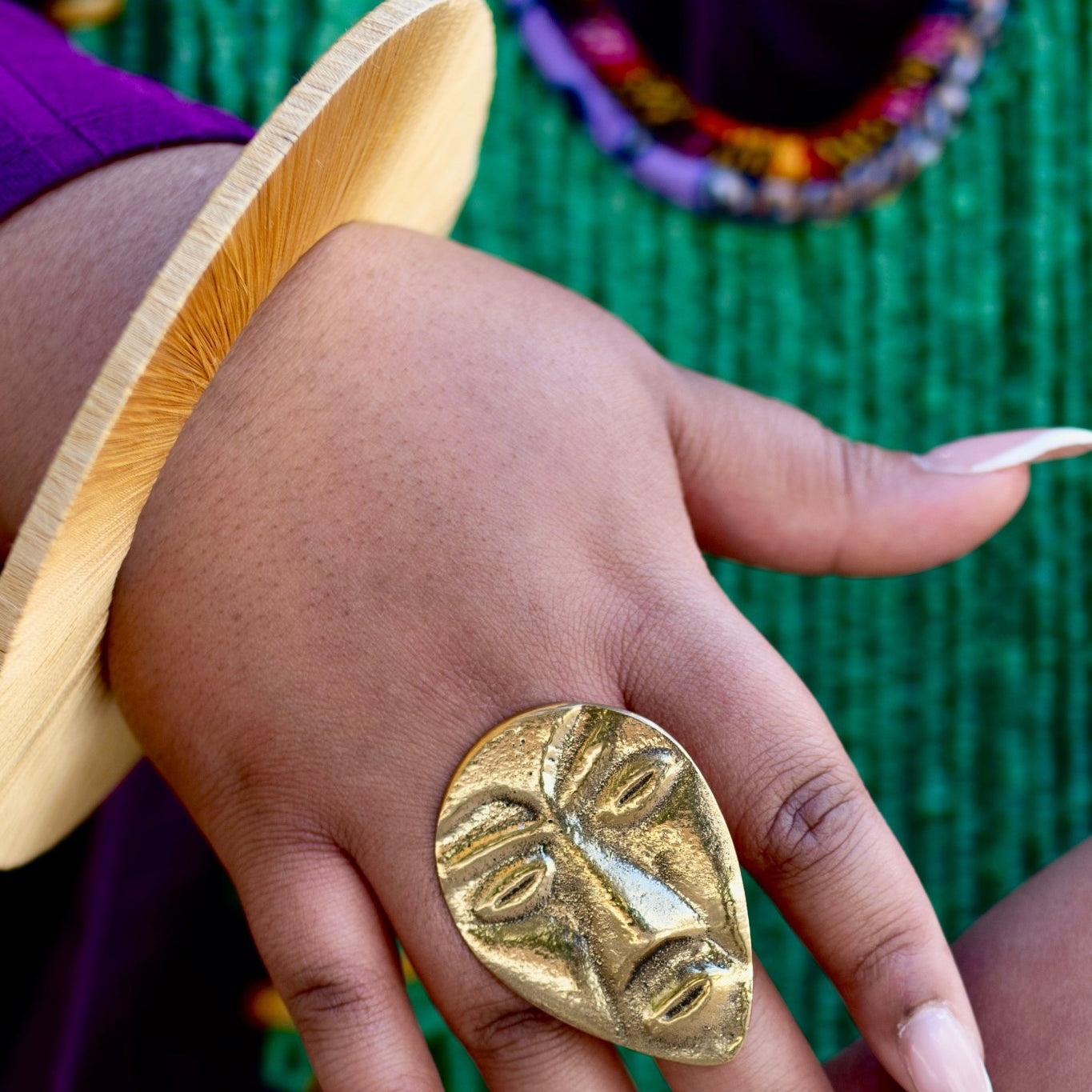 I will conquer African Face Mask Brass Ring - Trufacebygrace