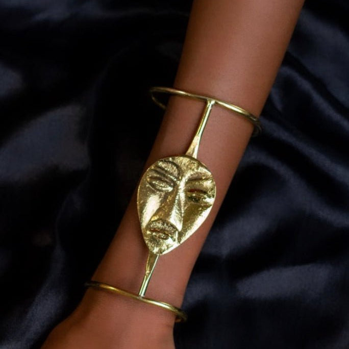 I will conquer African Mask Brass statement ring and bracelet - Trufacebygrace