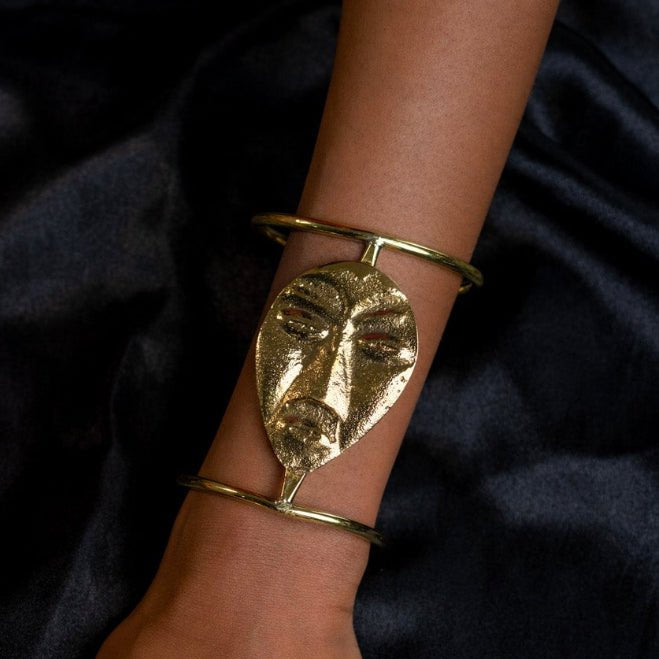 I will conquer African Mask Brass statement ring and bracelet - Trufacebygrace