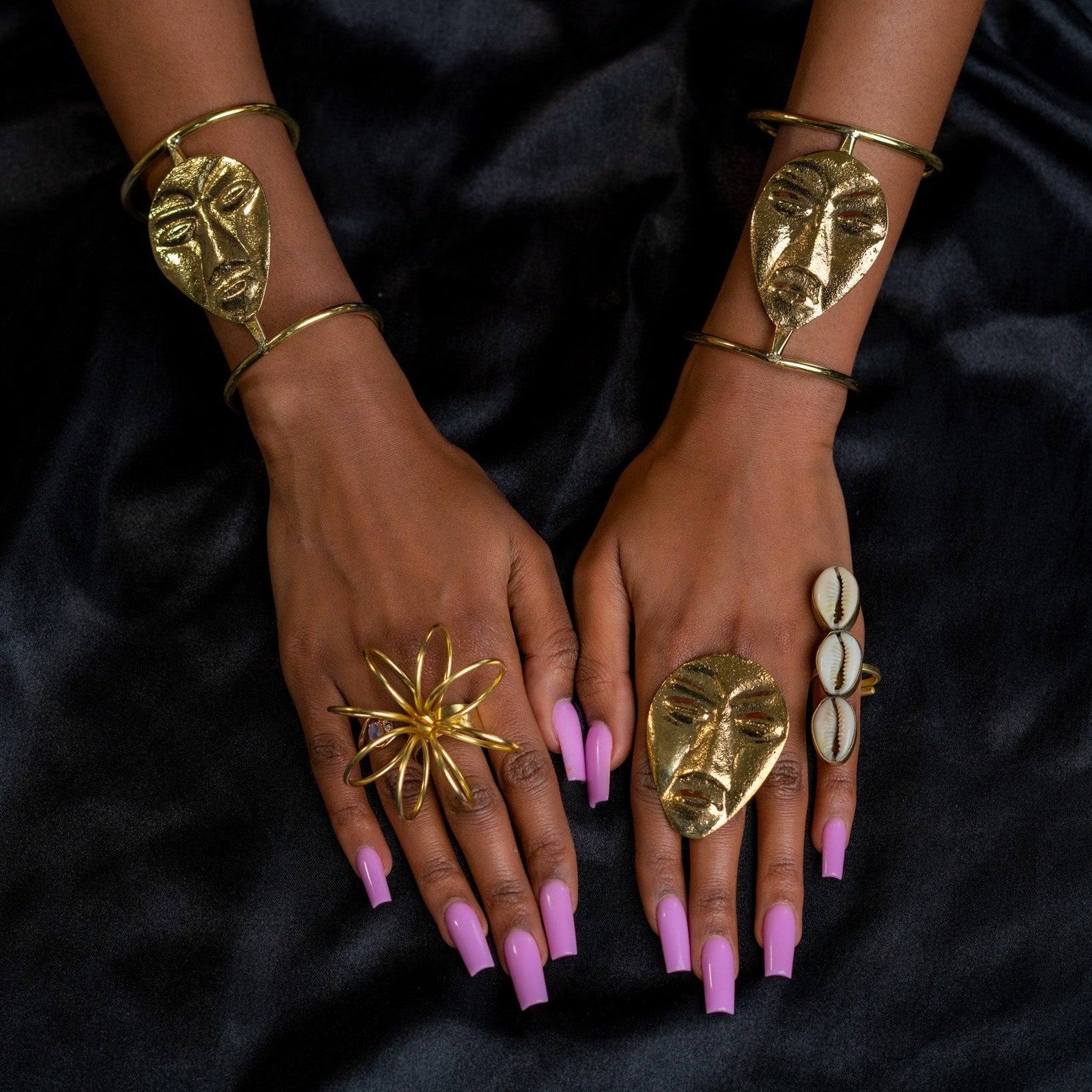 I will conquer African Mask Brass statement ring and bracelet - Trufacebygrace