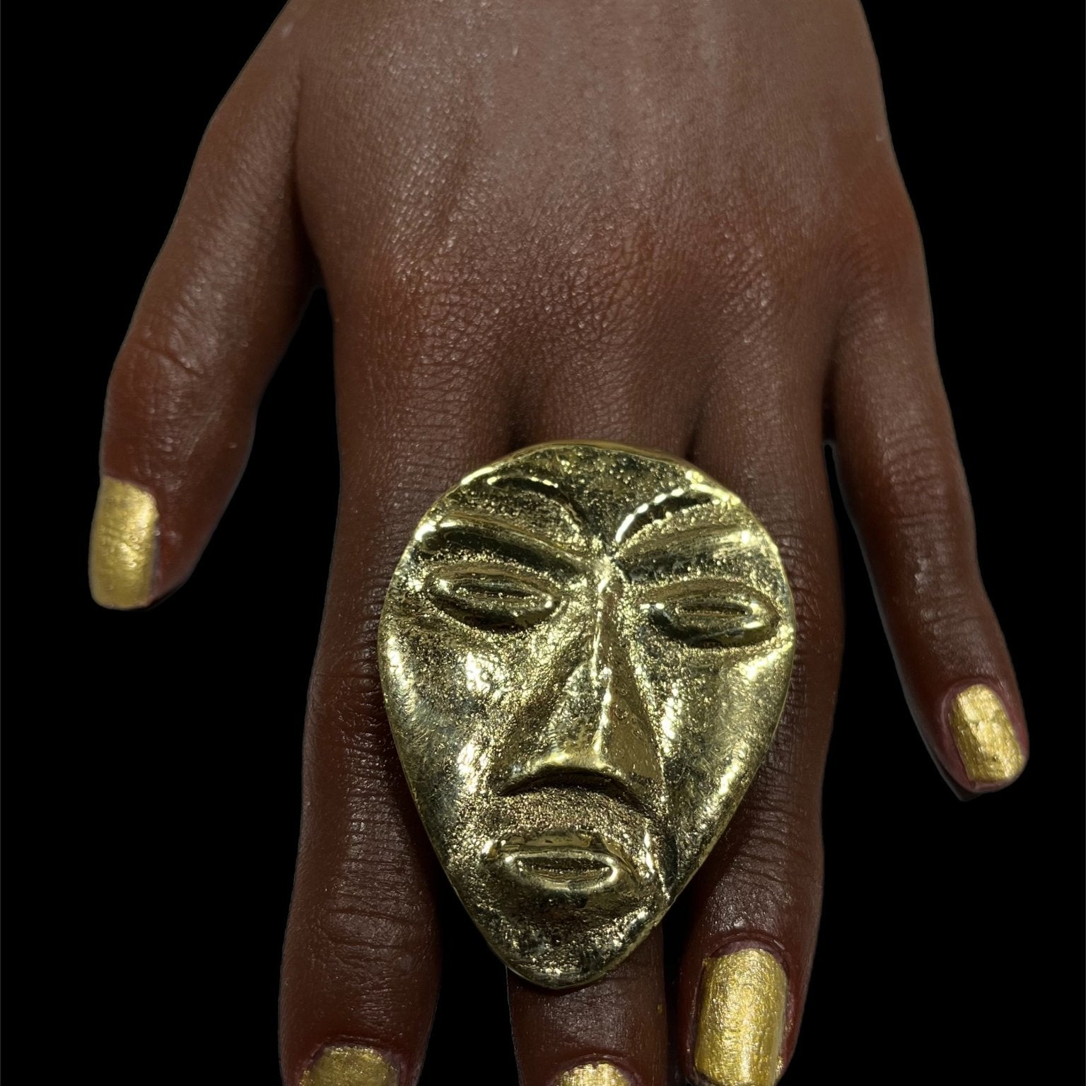 I will conquer African Mask Brass statement ring and bracelet - Trufacebygrace