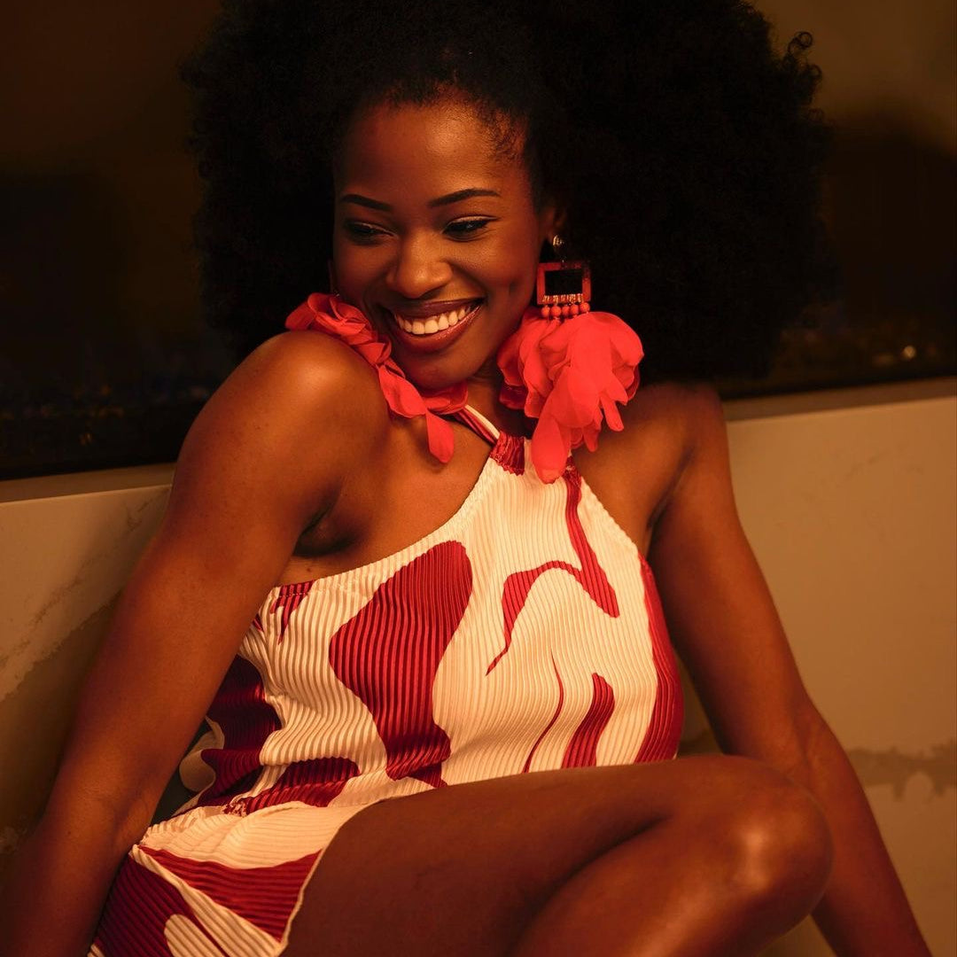 Nonso Square top flower petal earrings - Trufacebygrace