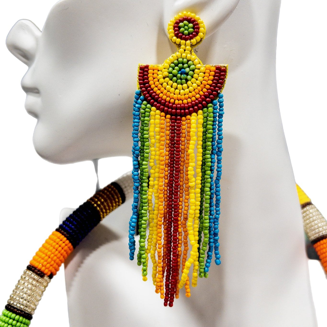 Irie beaded Multicolor Fringe earrings - Trufacebygrace