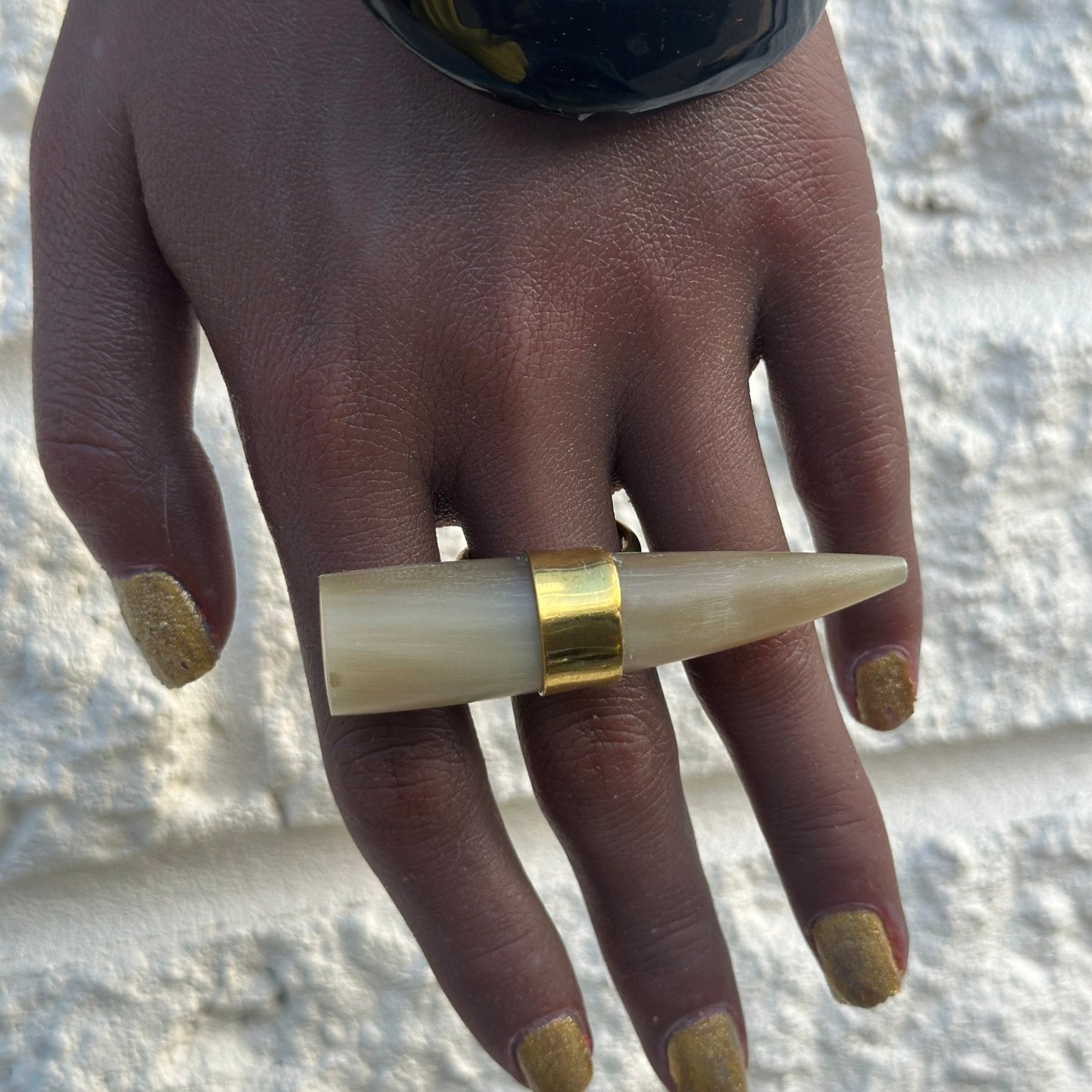 Ivory Horn Brass Ring - Trufacebygrace
